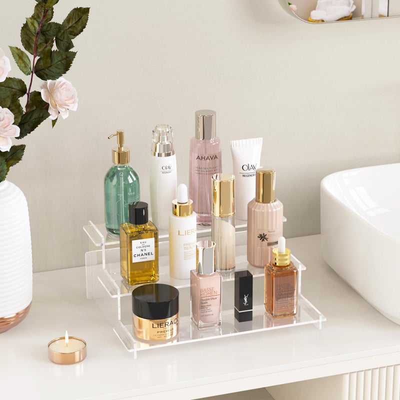 Suneerplay Acrylic Risers Display Stand, 3 Tier Cupcake Holder, Clear Perfume Organizer Stand, Display Shelf for Figures and Collection, Dessert Shelves for Party, Display Risers for Decoration and Organizer - Image 5